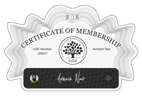Certificate of Membership – Avinash Nair
