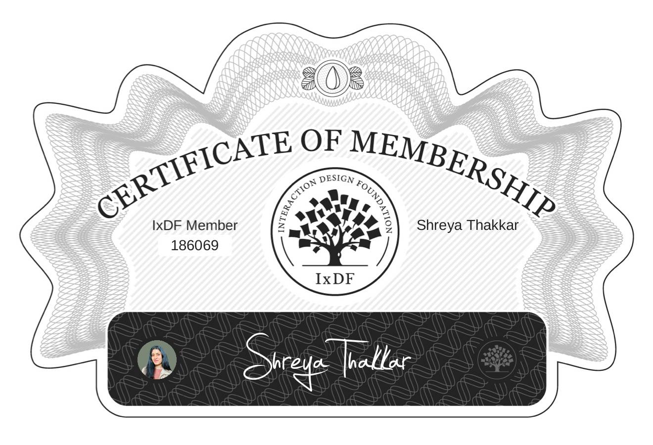 Certificate of Membership – Shreya Thakkar