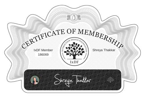 Certificate of Membership – Shreya Thakkar
