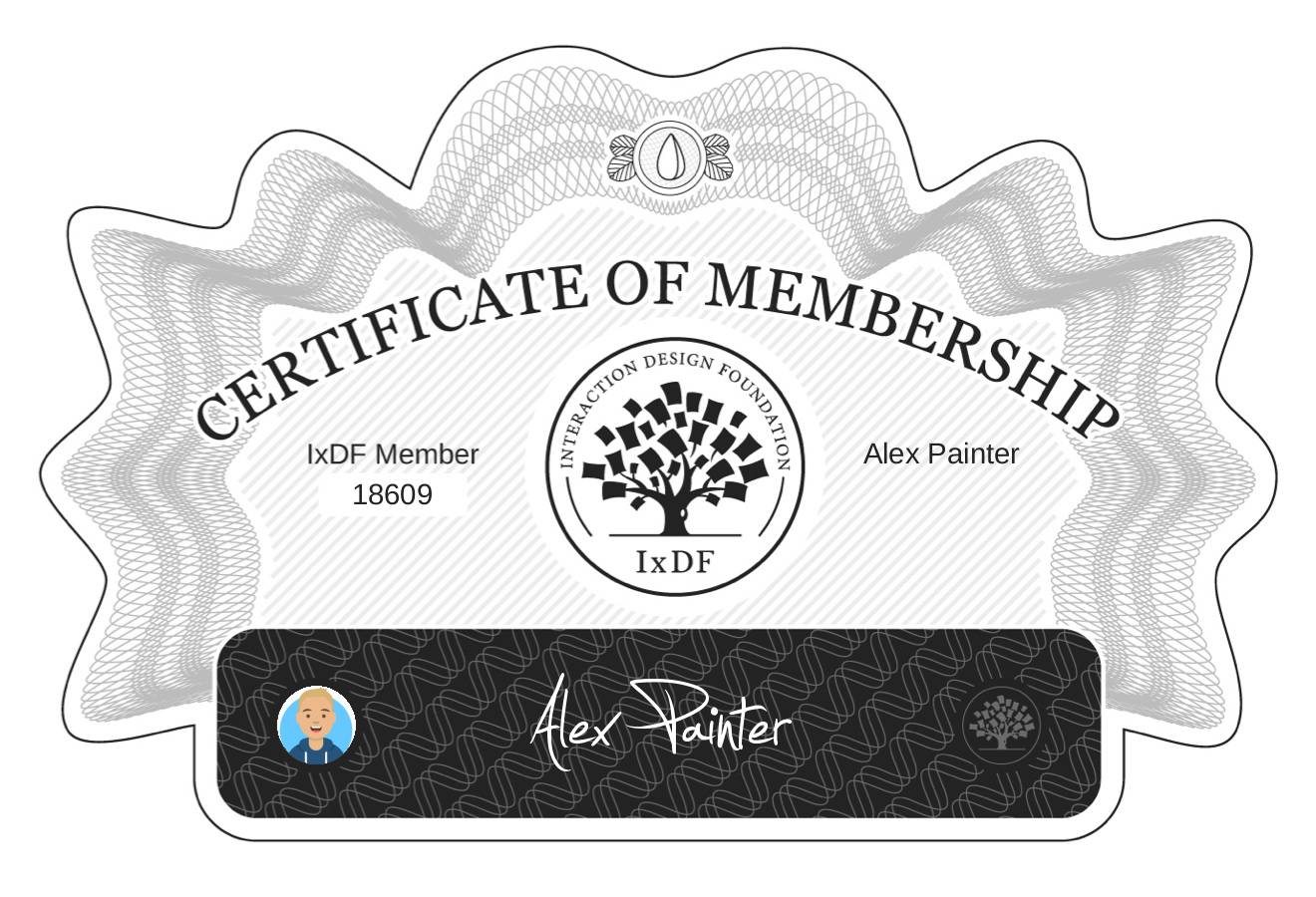 Certificate of Membership – Alex Painter