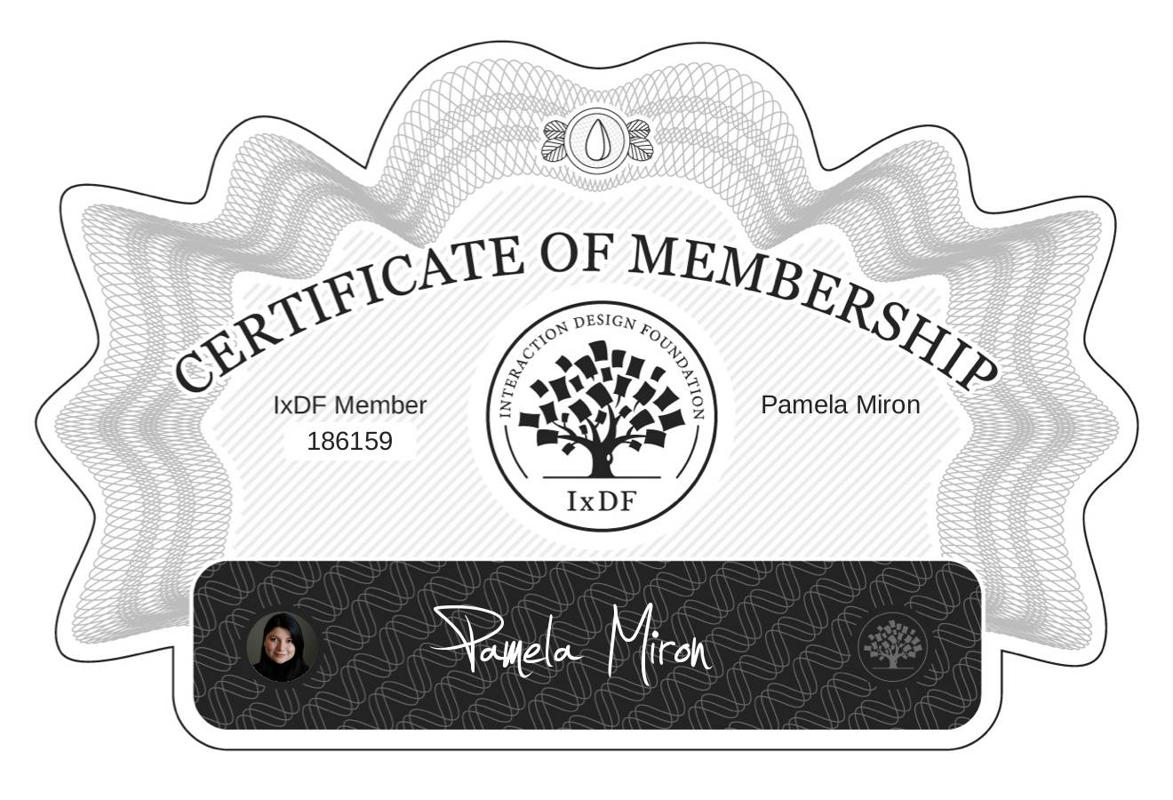 Certificate of Membership – Pamela Mirón