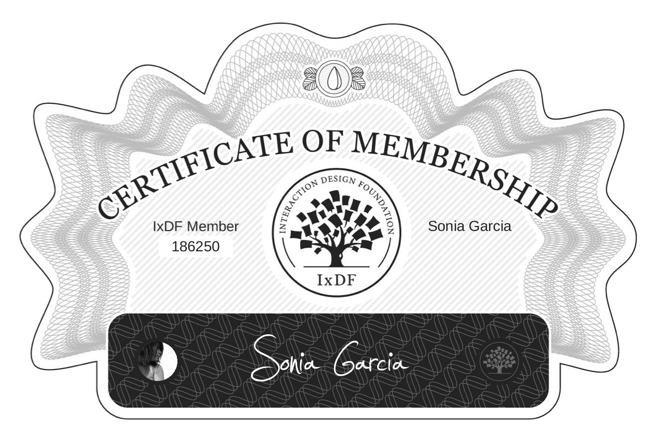 Certificate of Membership – Sonia García
