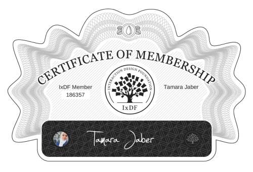 Certificate of Membership – Tamara Jaber