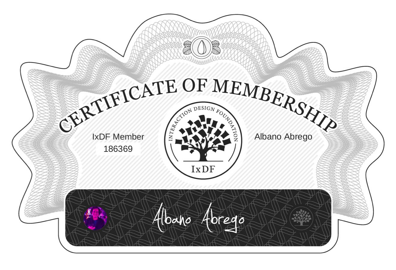 Certificate of Membership – Albano Abrego
