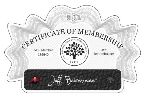 Certificate of Membership – Jeff Behrenhauser
