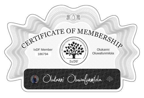 Certificate of Membership – Olukanni Oluwafunmilola