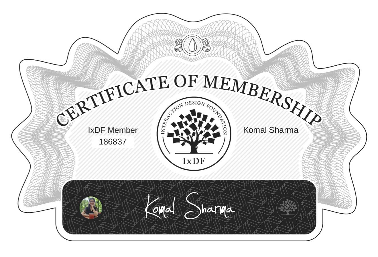 Certificate of Membership – Komal Sharma