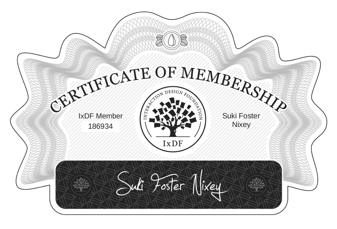 Certificate of Membership – Suki Foster Nixey
