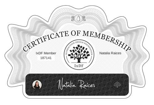 Certificate of Membership – Natalia Raices