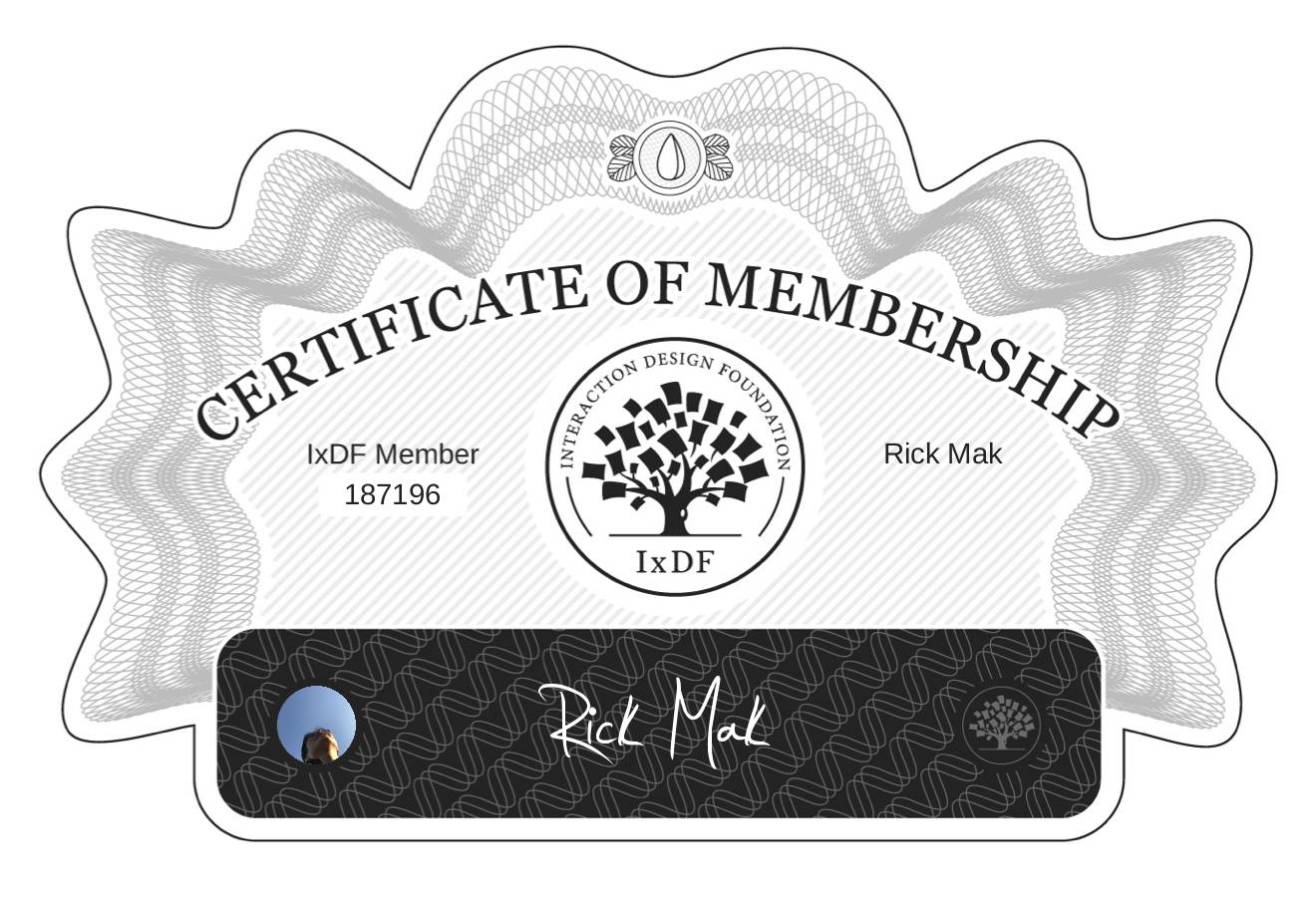 Certificate of Membership – Rick Mak