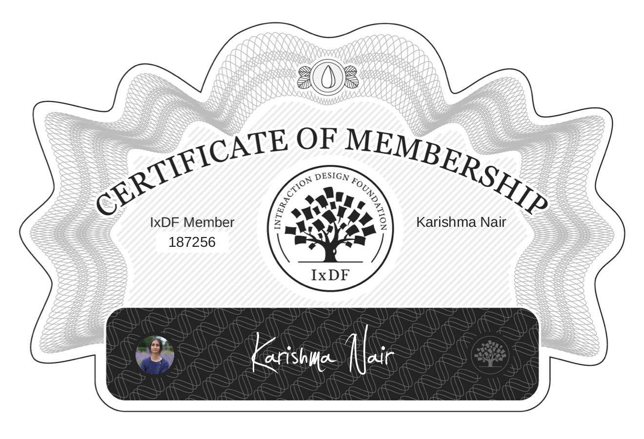 Certificate of Membership – Karishma Nair