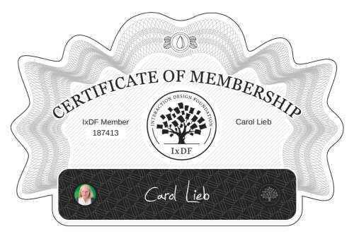 Certificate of Membership – Carol Lieb