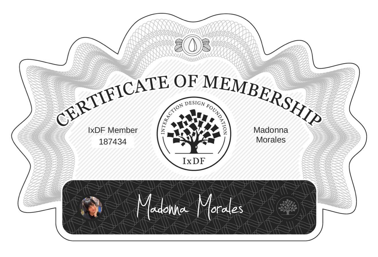 Certificate of Membership – Madonna Morales
