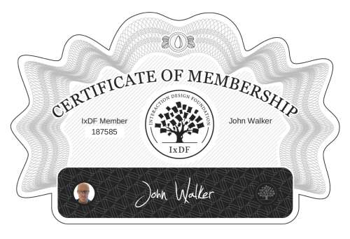 Certificate of Membership – John Walker