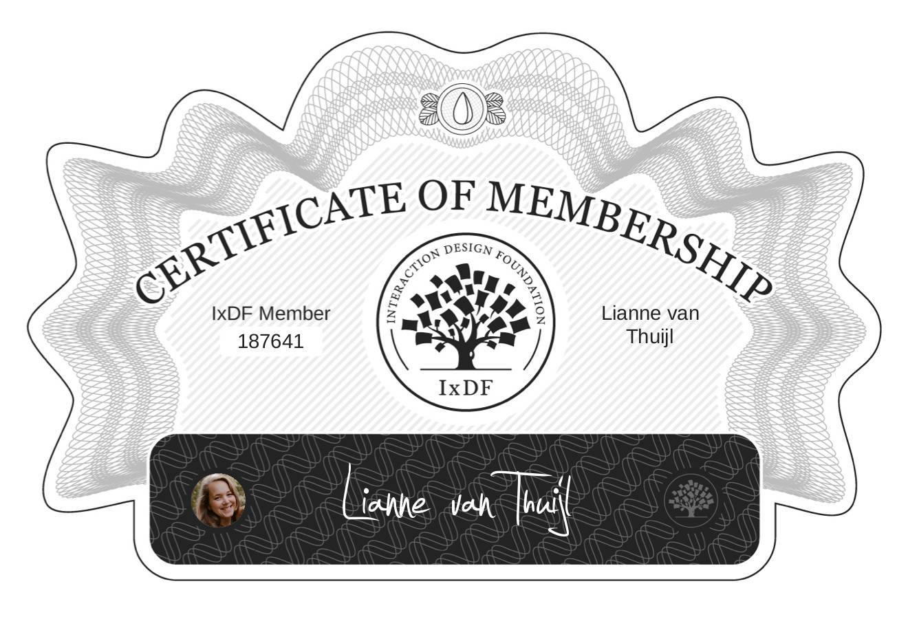 Certificate of Membership – Lianne van Thuijl