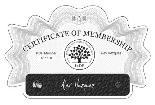 Certificate of Membership – Alex Vázquez