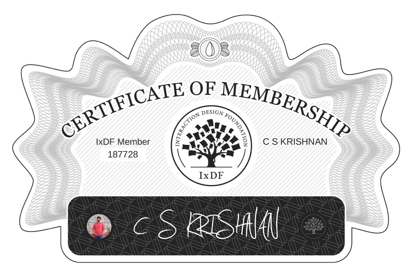 Certificate of Membership – C S KRISHNAN