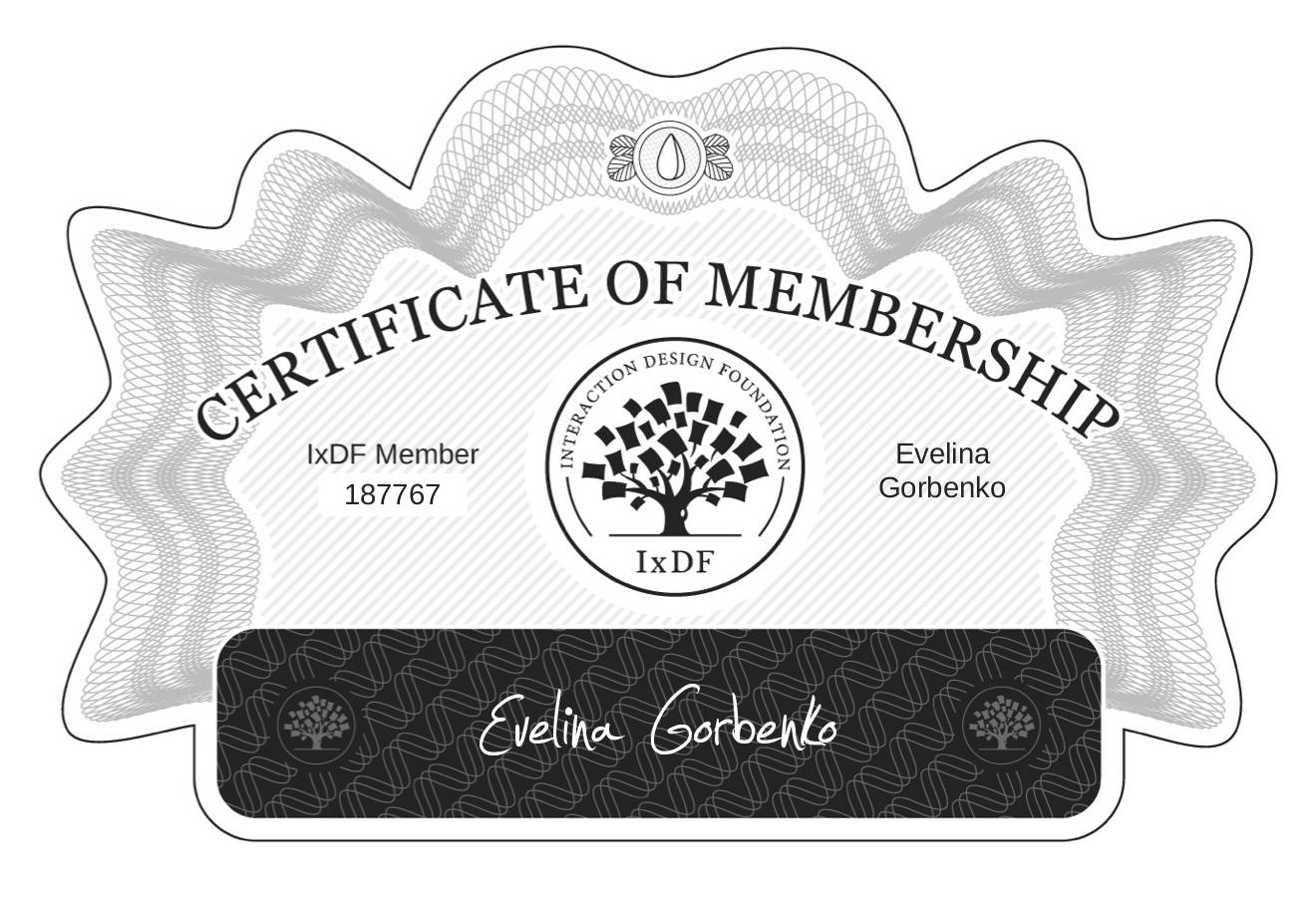 Certificate of Membership – Evelina Gorbenko