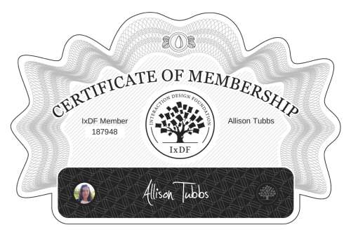 Certificate of Membership – Allison Tubbs