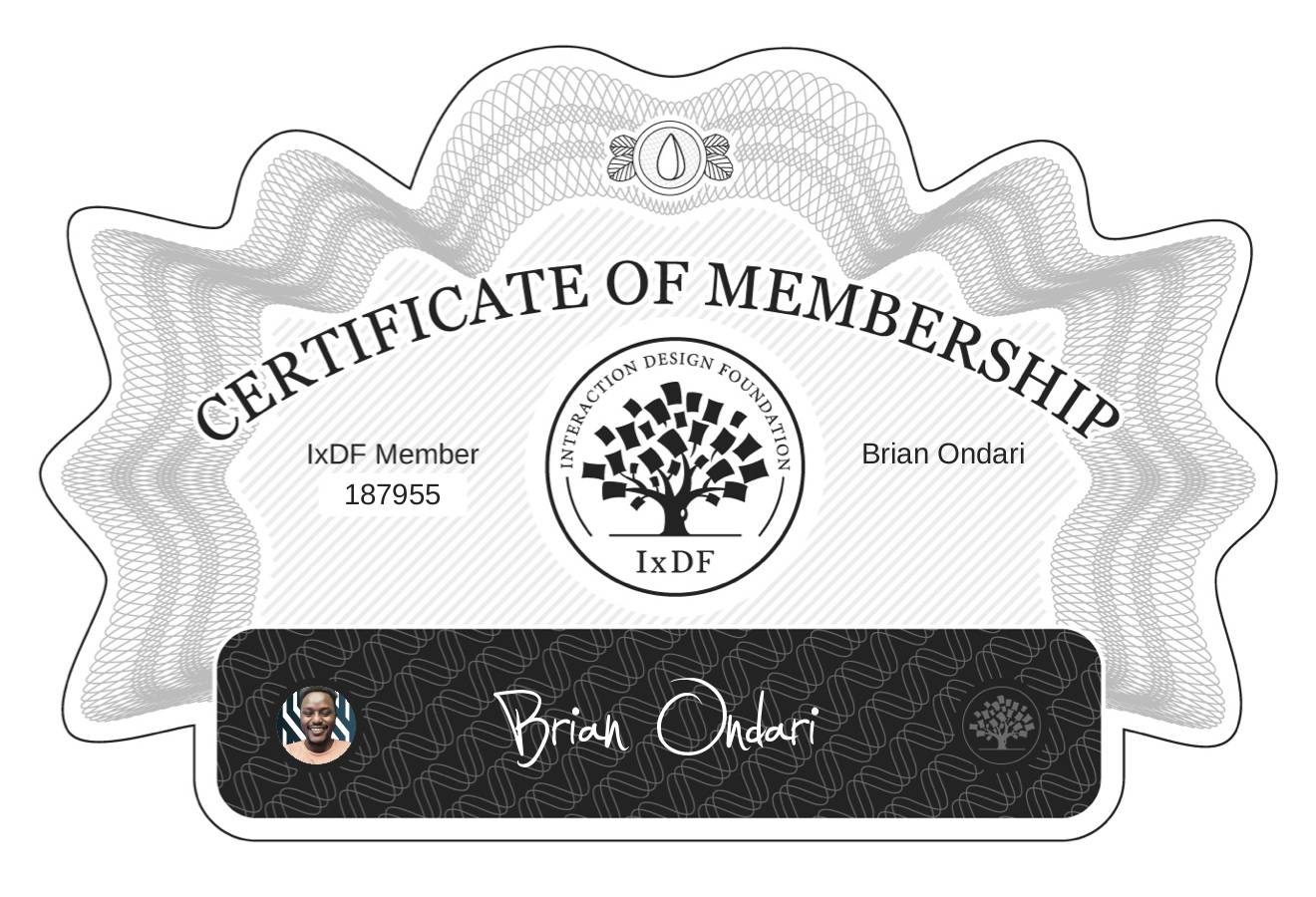 Certificate of Membership – Brian Ondari