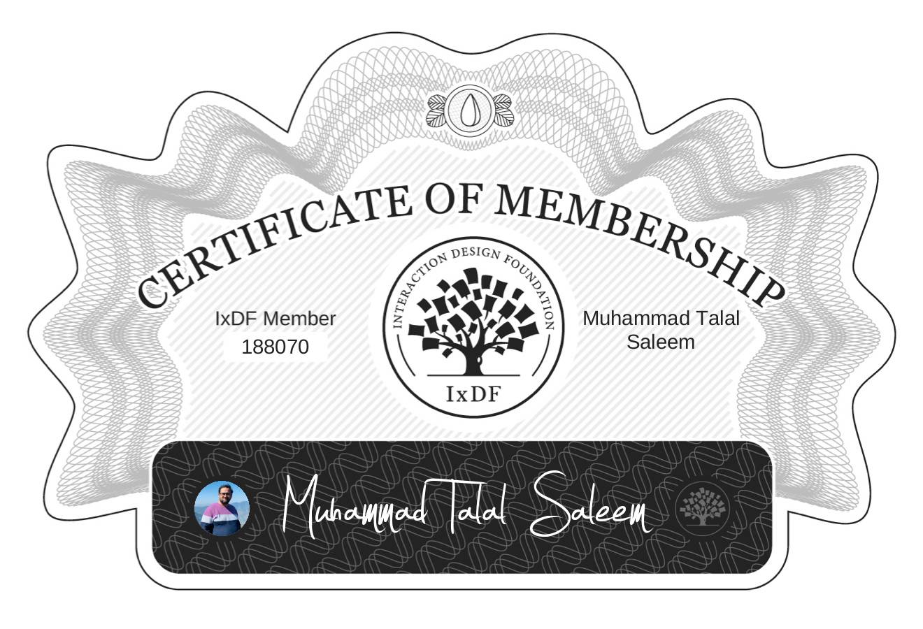 Certificate of Membership – Muhammad Talal Saleem