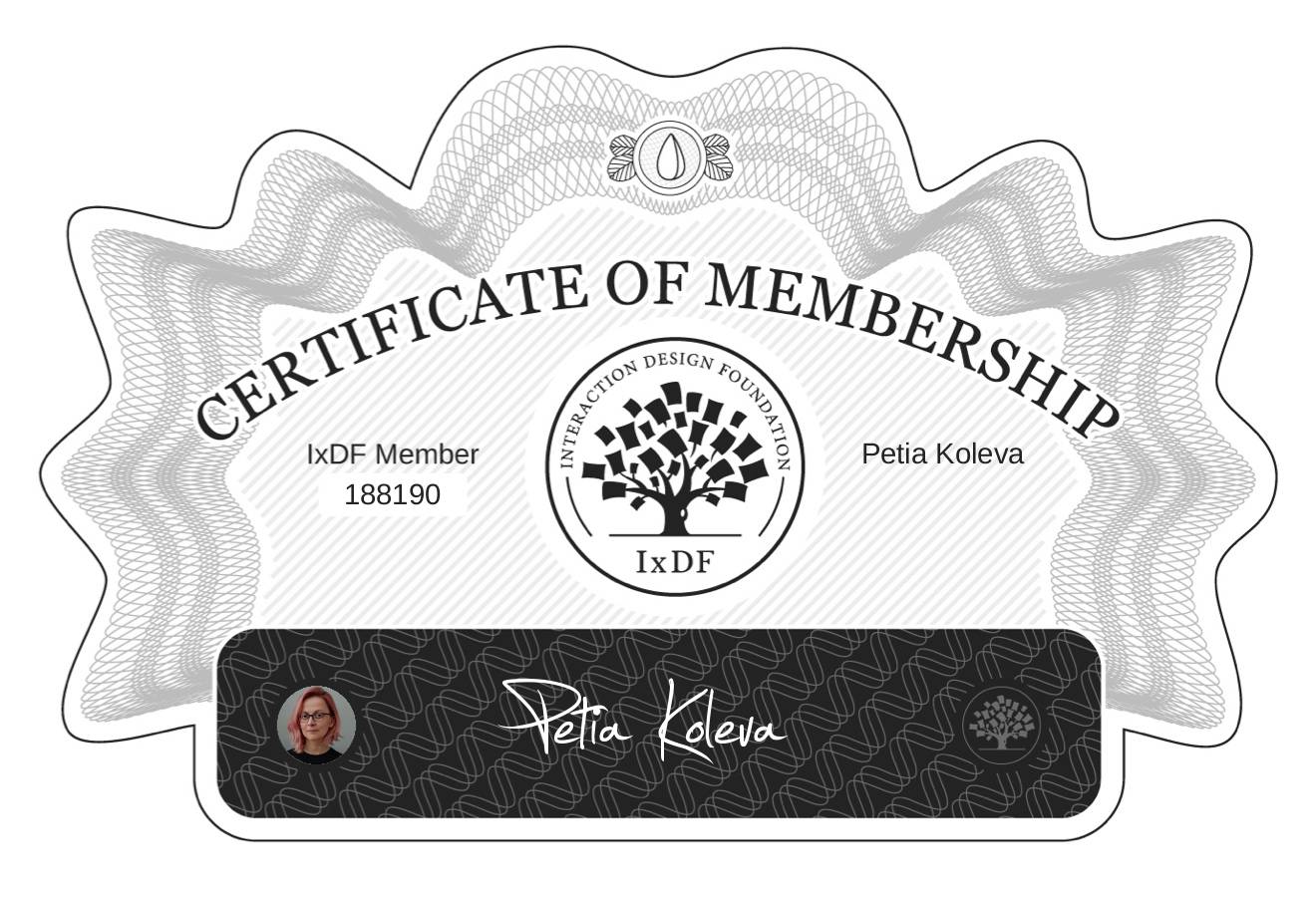 Certificate of Membership – Petia Koleva