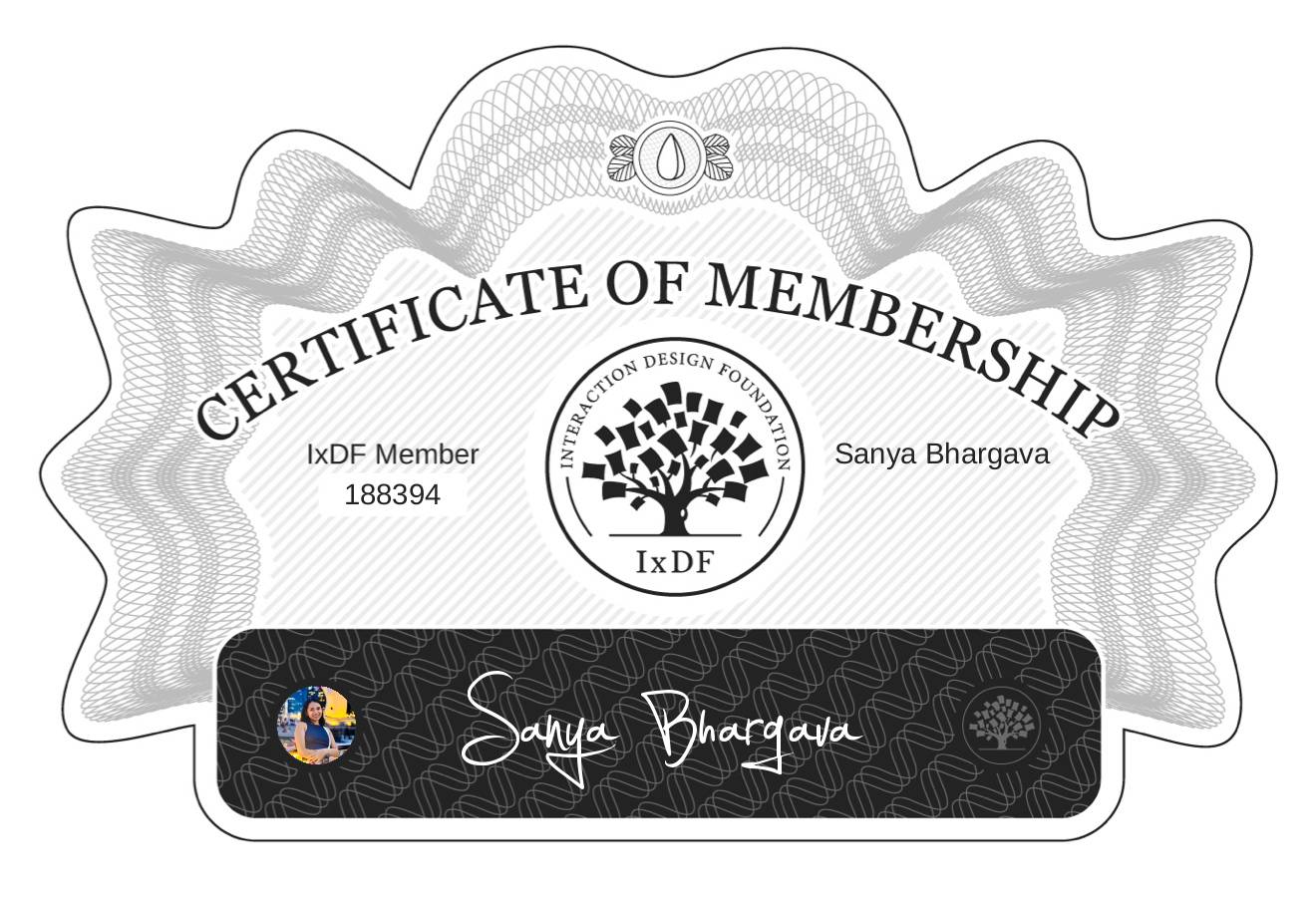 Certificate of Membership – Sanya Bhargava