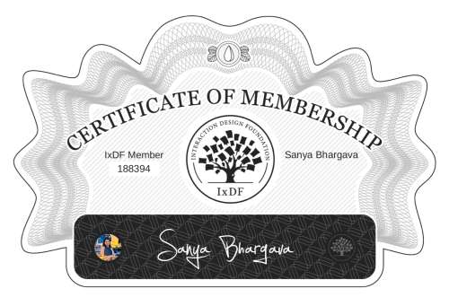 Certificate of Membership – Sanya Bhargava