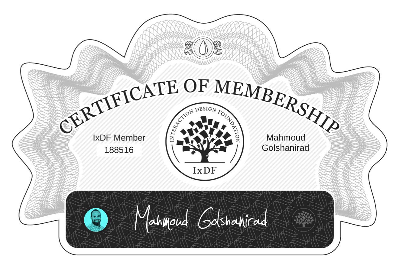 Certificate of Membership – Mahmoud Golshanirad