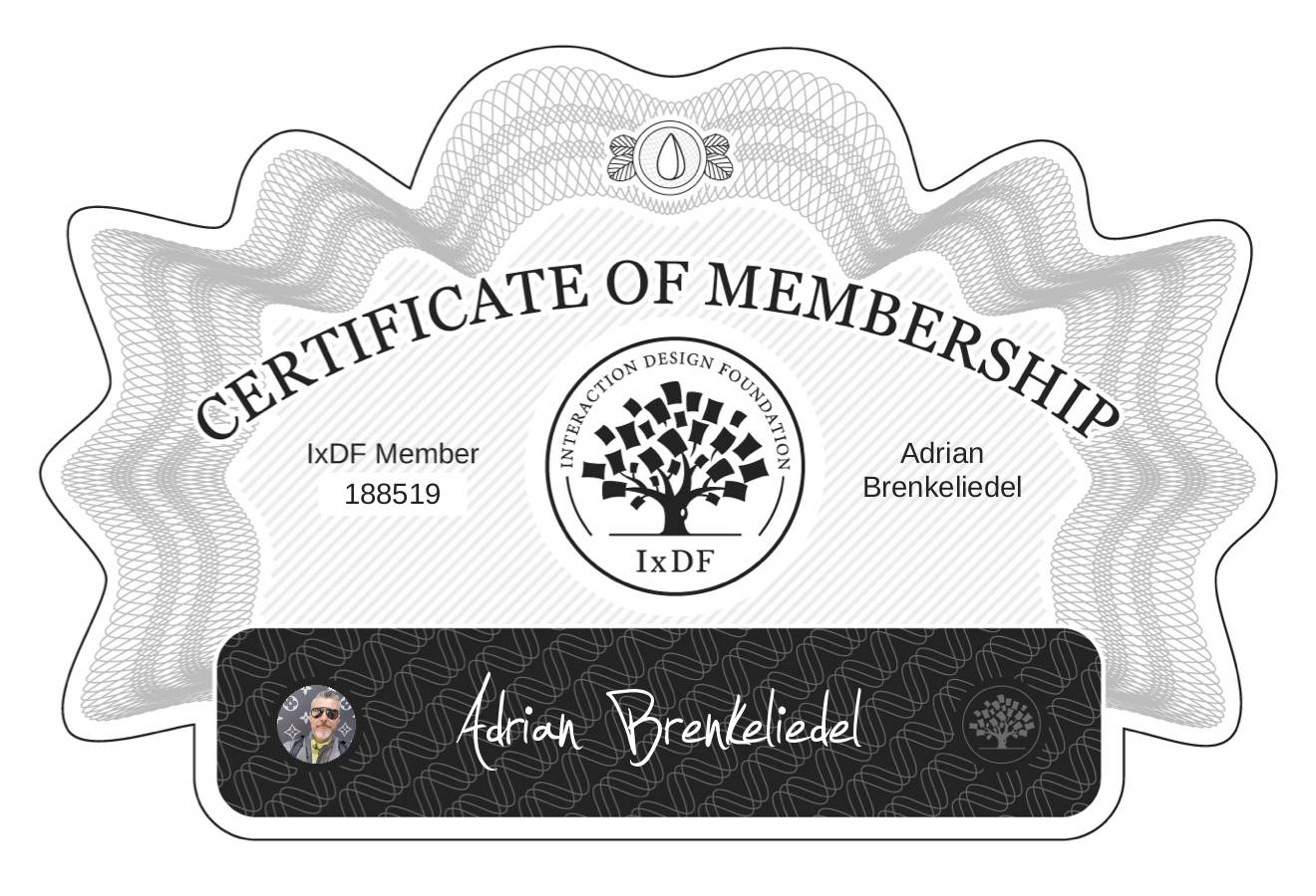 Certificate of Membership – Adrian Brenkeliedel