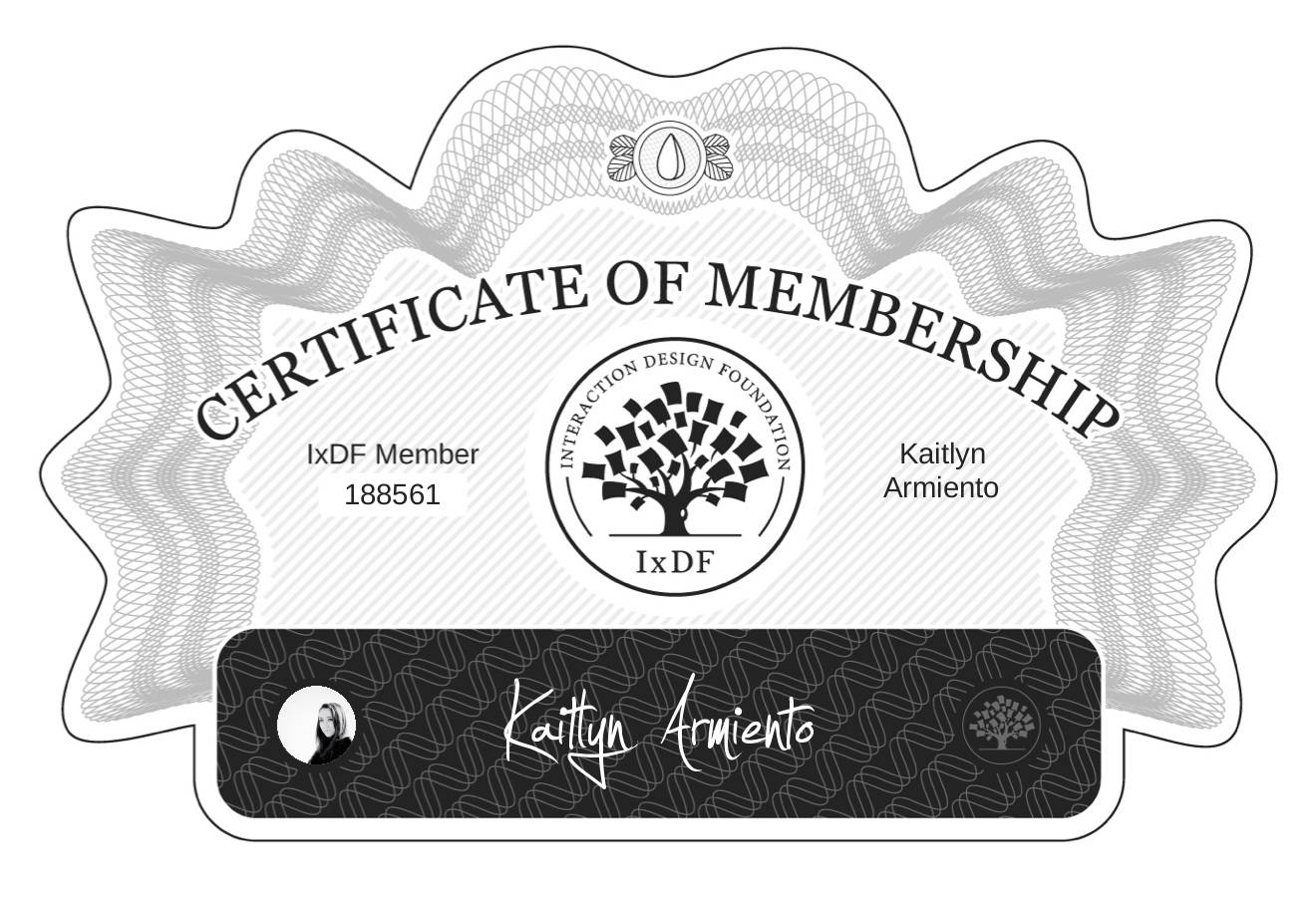 Certificate of Membership – Kaitlyn Armiento