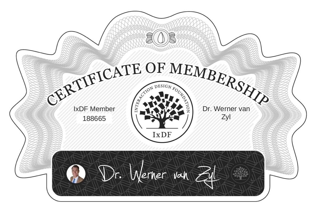Certificate of Membership – Dr. Werner van Zyl
