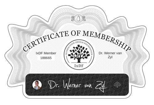 Certificate of Membership – Dr. Werner van Zyl
