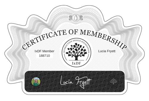 Certificate of Membership – Lucia Fryett