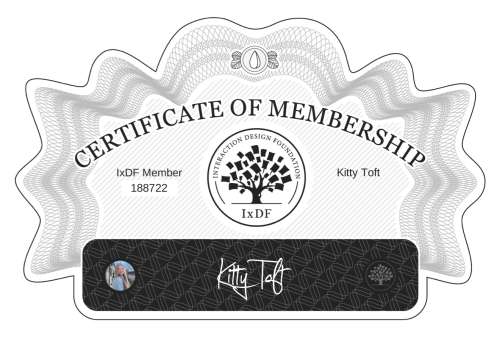 Certificate of Membership – Kitty Toft