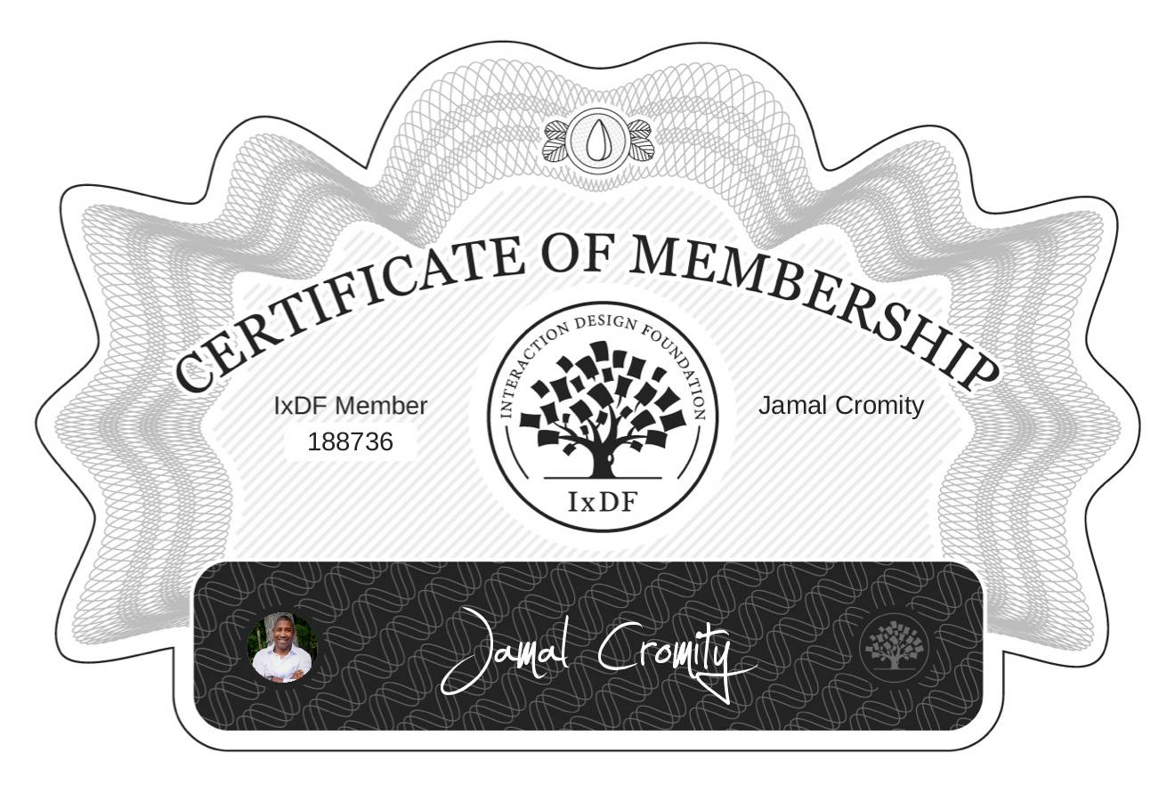 Certificate of Membership – Jamal Cromity