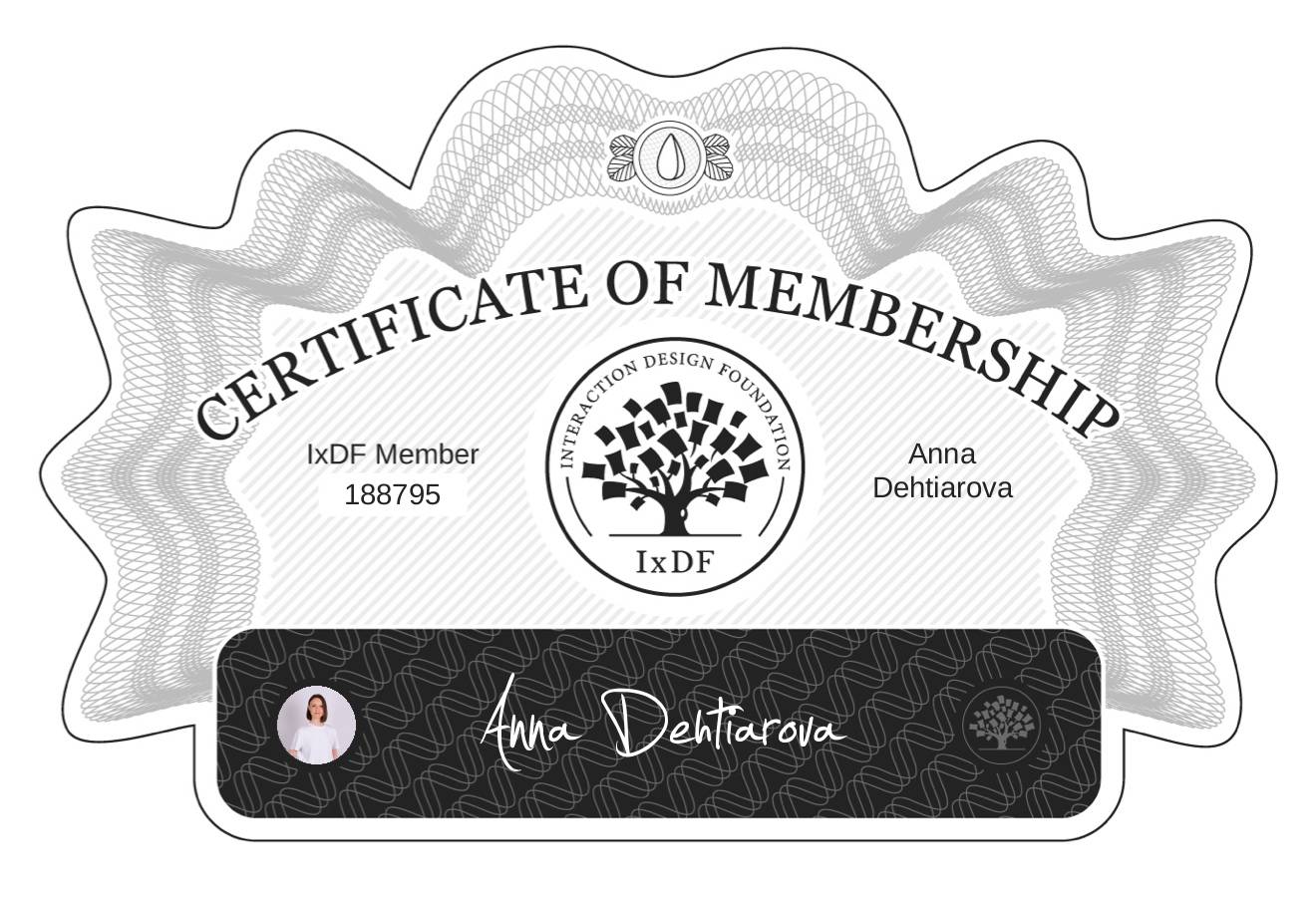 Certificate of Membership – Anna Dehtiarova