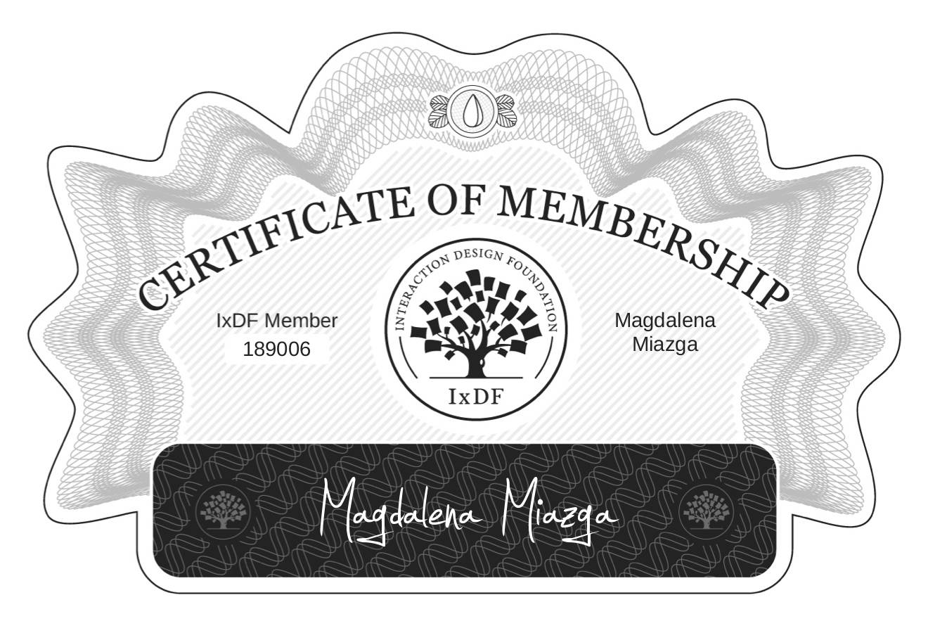 Certificate of Membership – Magdalena Miazga