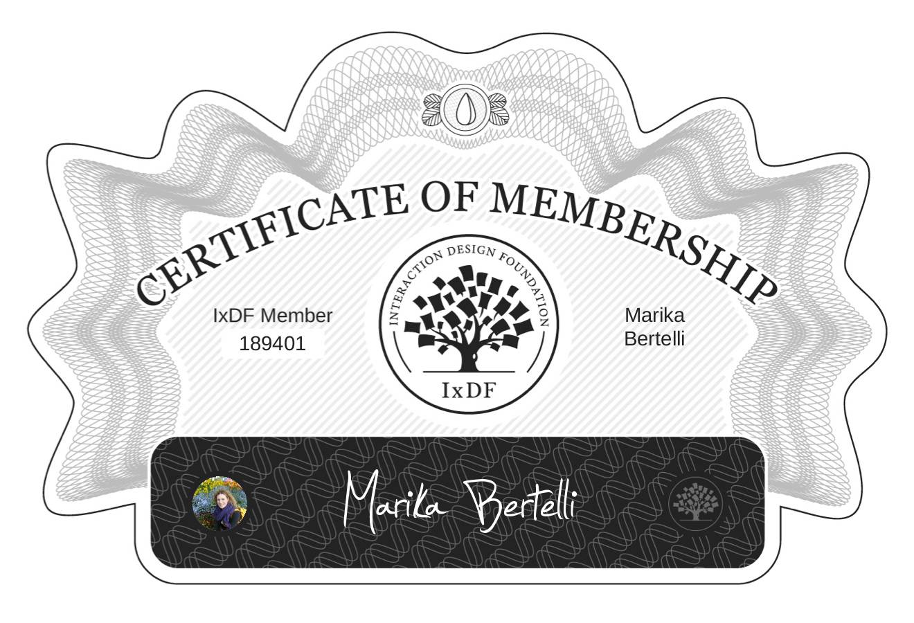 Certificate of Membership – Marika Bertelli