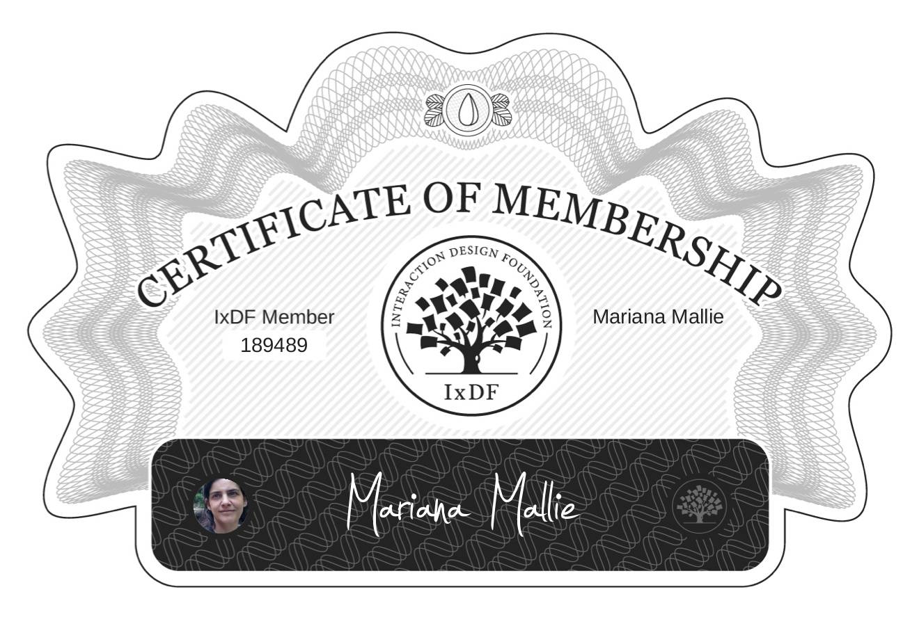 Certificate of Membership – Mariana Mallie