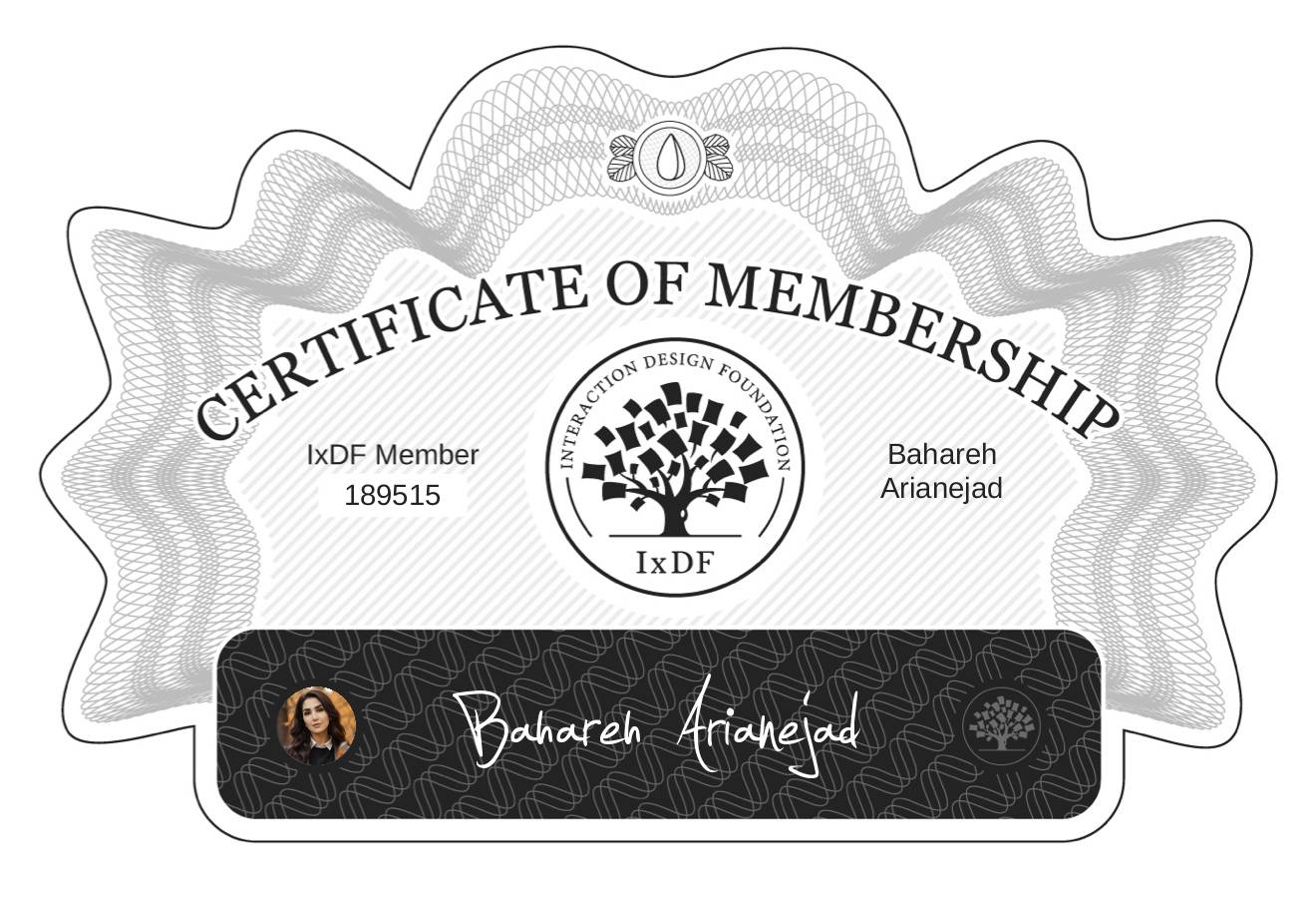Certificate of Membership – Bahareh Arianejad