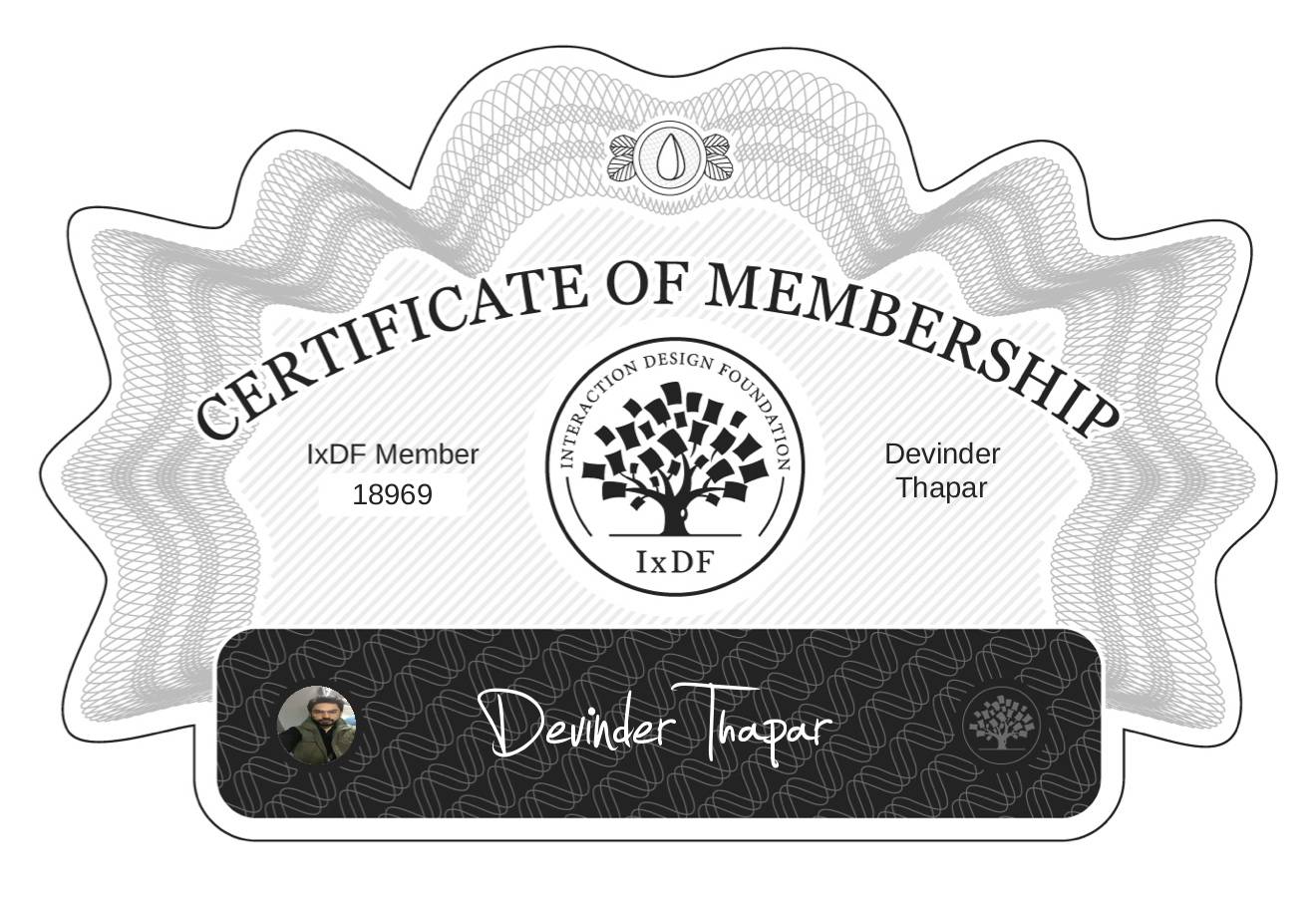 Certificate of Membership – Devinder Thapar