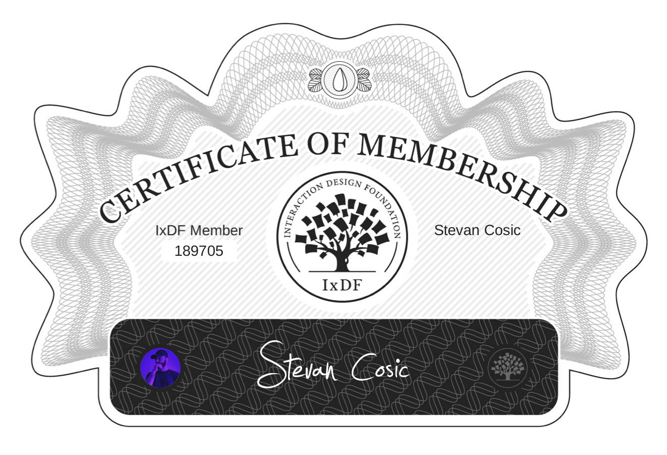 Certificate of Membership – Stevan Ćosić