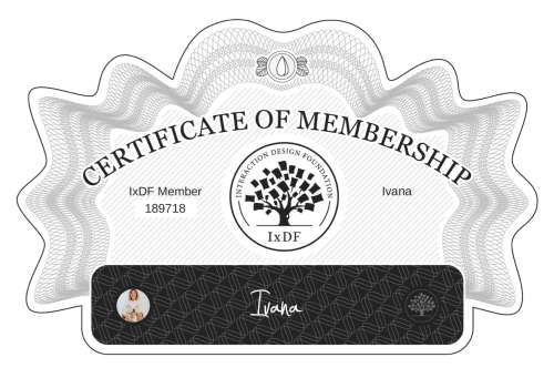 Certificate of Membership – Ivana