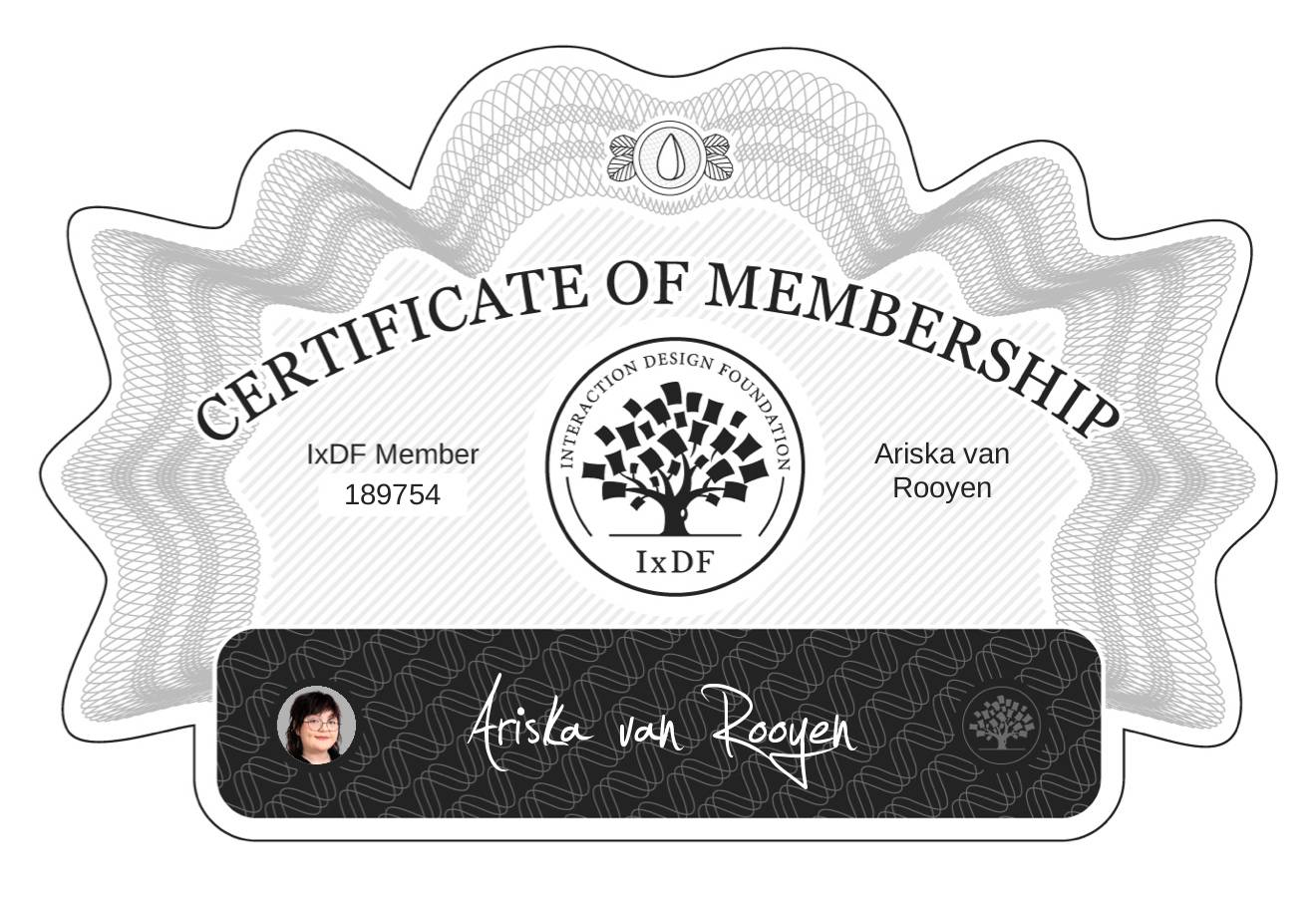 Certificate of Membership – Ariska van Rooyen