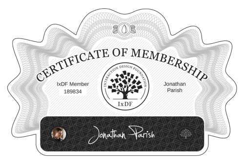 Certificate of Membership – Jonathan Parish