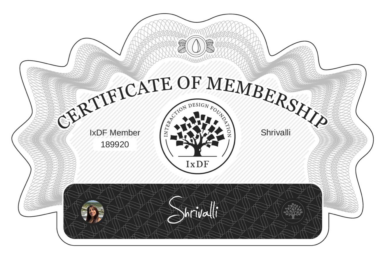 Certificate of Membership – Shrivalli