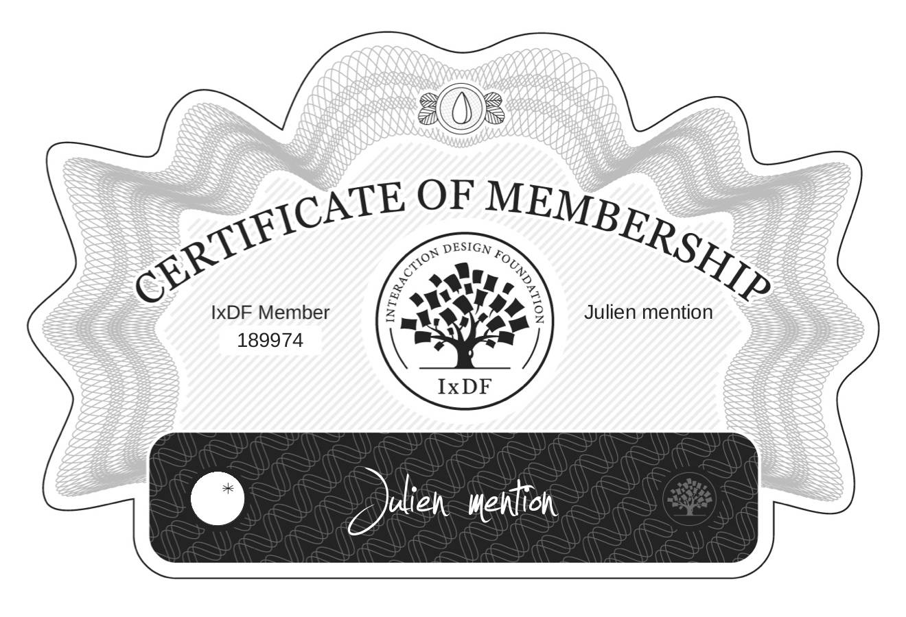 Certificate of Membership – Julien mention