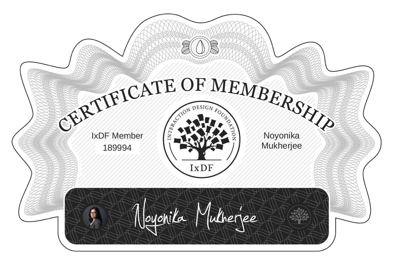 Certificate of Membership – Noyonika Mukherjee