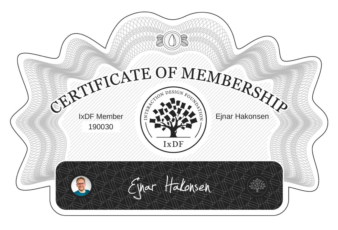 Certificate of Membership – Ejnar Håkonsen